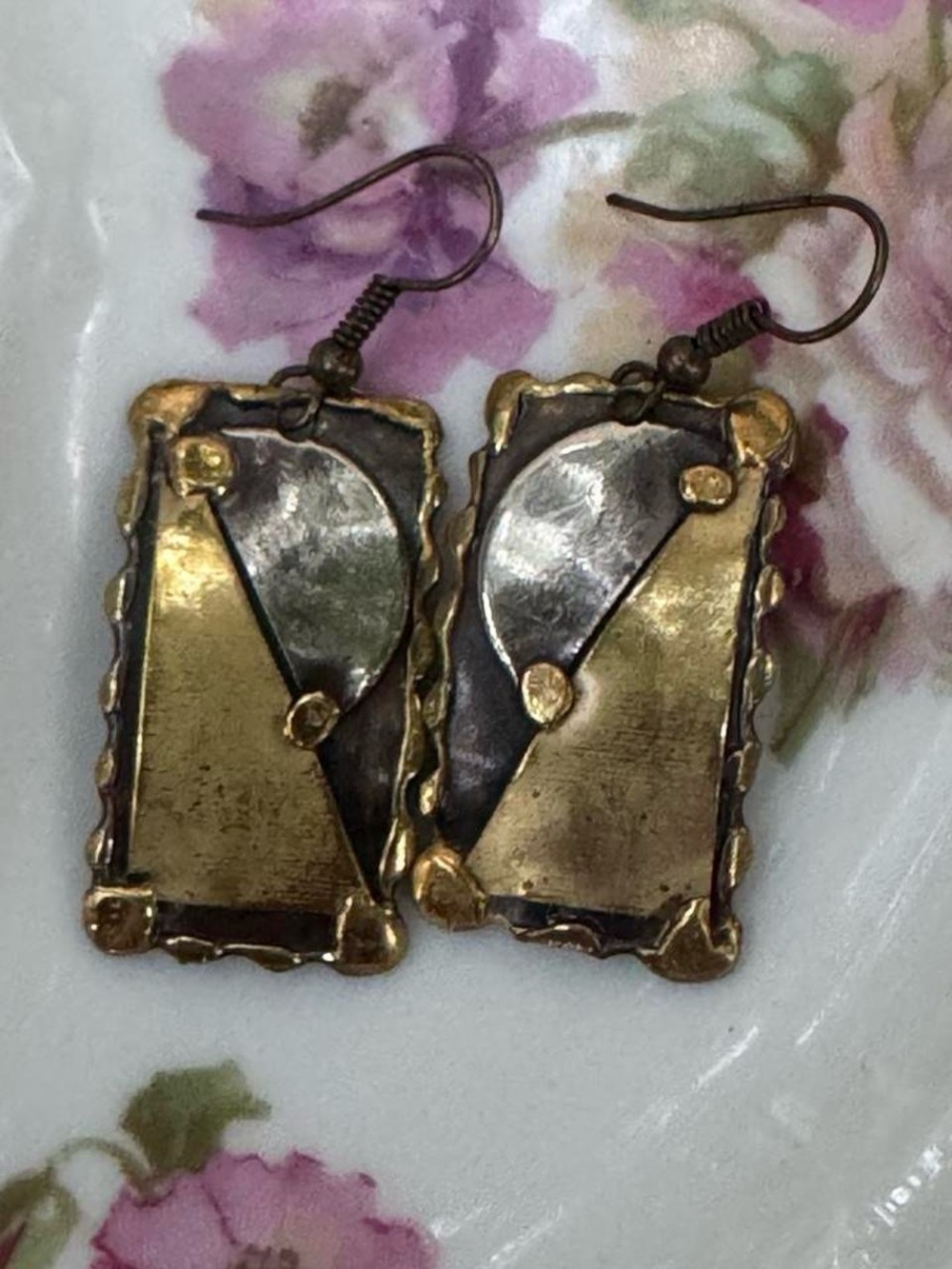 Handcrafted multi metal Gold & Silver tone Drop Earrings - Women Jewelry
